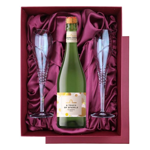 Chapel Down A Touch of Sparkle 75cl in Red Luxury Presentation Set With Flutes